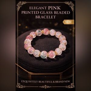 Pink and Gold Glass Beaded Bracelet